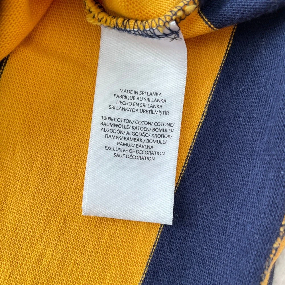 Polo Ralph Lauren Mens Rugby Shirt Navy Yellow Striped Custom Slim Fit Logo XL